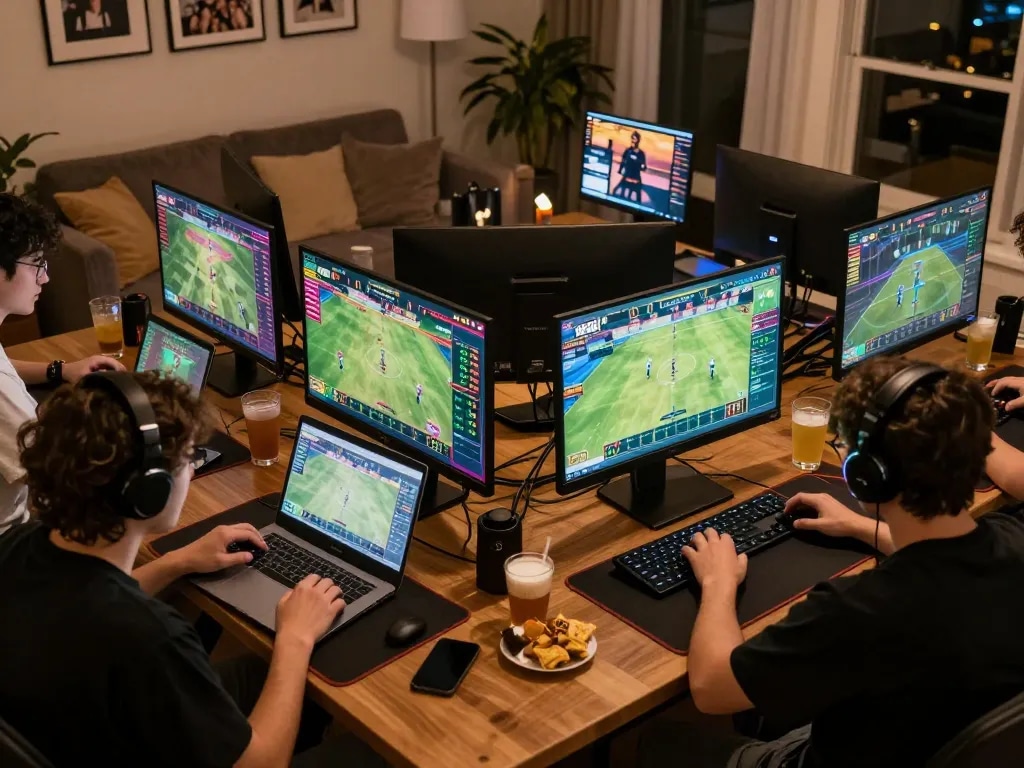 Engaged players strategizing online sports betting with interface insights on lsa