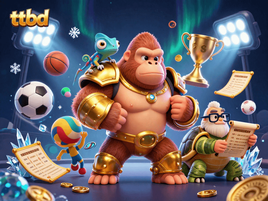 Experience the excitement of sports betting on ttbd with cartoon characters amidst dynamic game elements and rich visuals.