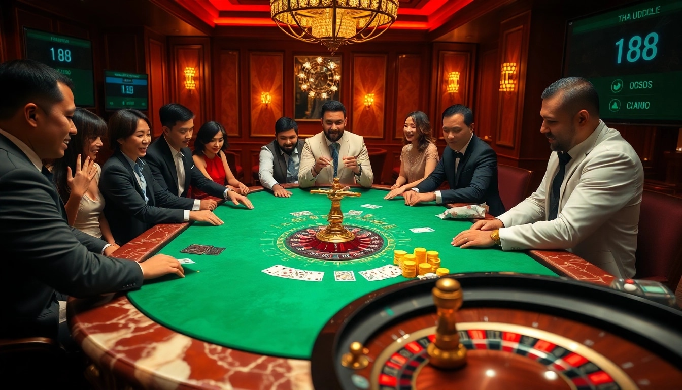 Experience the thrill of J88 at the poker table with vibrant chips and cards.