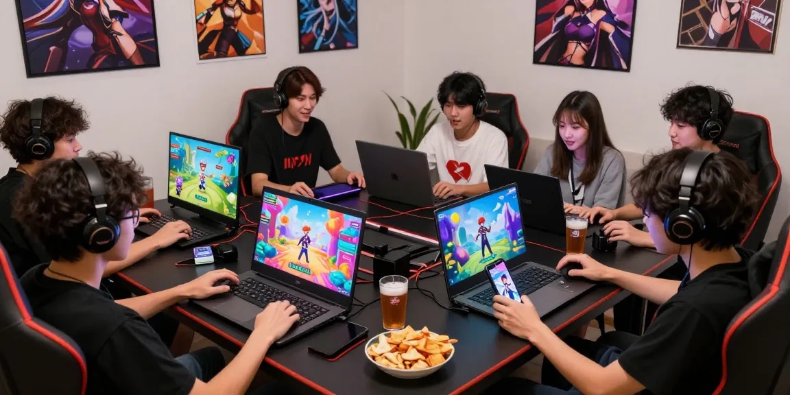 Players engaging with hentai games online in a vibrant gaming environment, showcasing colorful characters and dynamic gameplay.