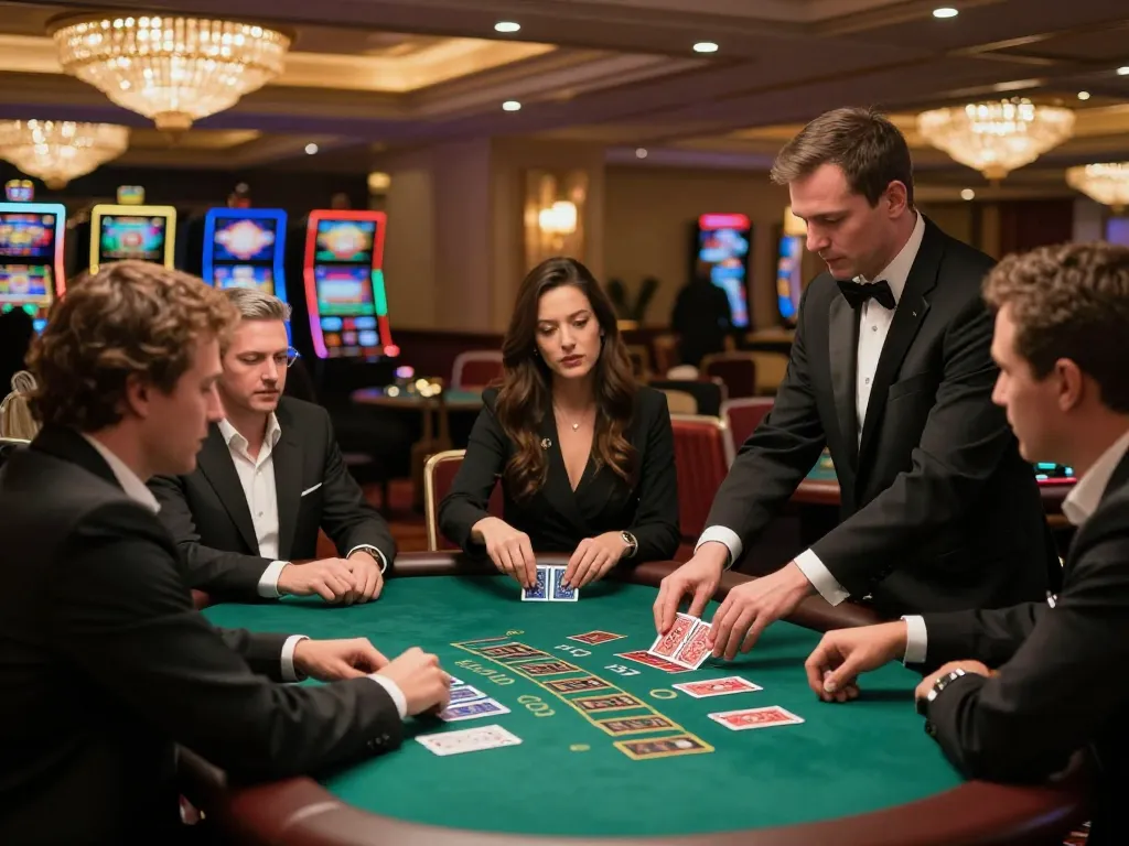 Experience the thrill of blackjack at lv88seo's luxurious casino table with engaged players and professional dealers.