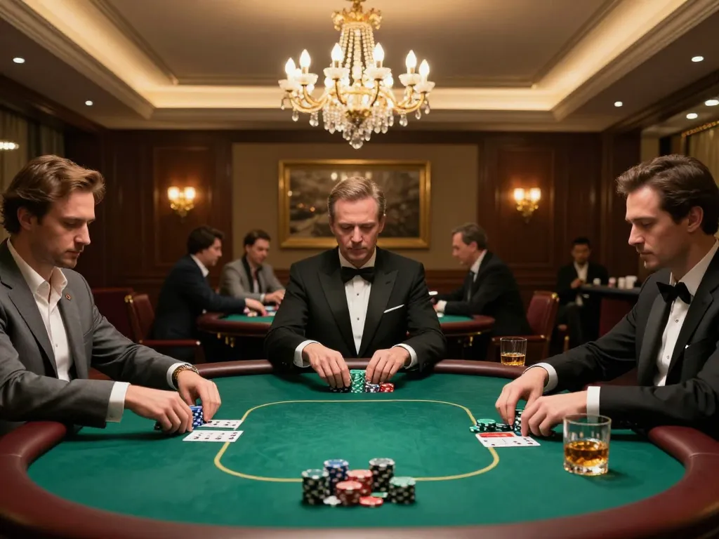 Players strategizing in premium poker game setting, showcasing sv66 with chips and cards.