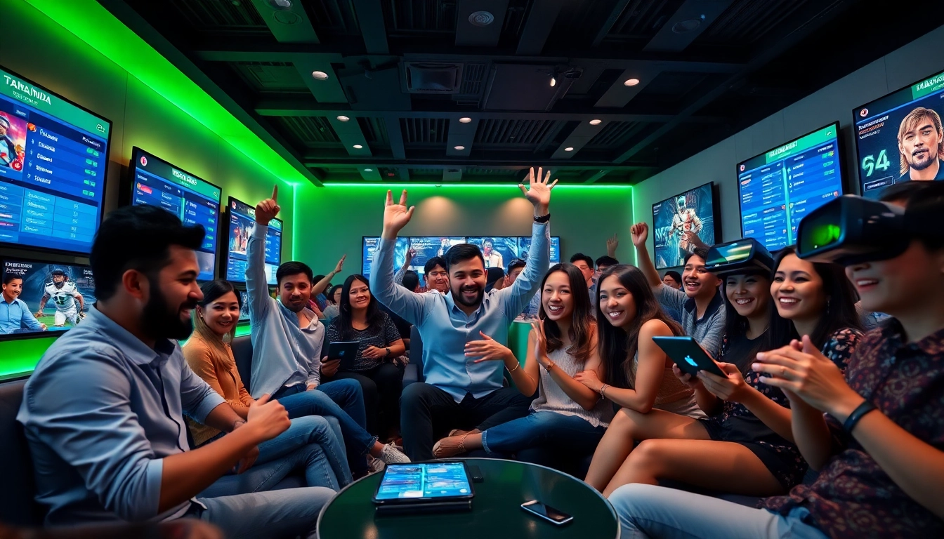 Dynamic online betting scene showcasing sbobet.dance platform with diverse players enjoying games.