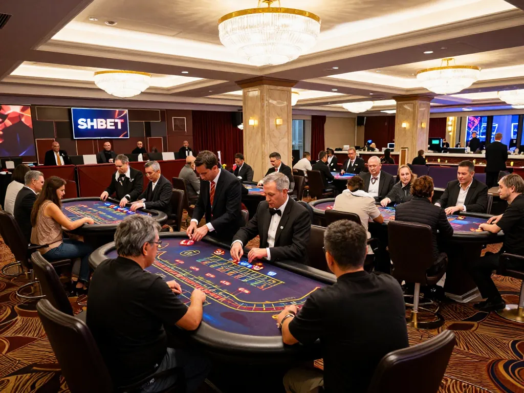 Players enjoying roulette and blackjack at SHBET casino, immersed in strategic gameplay.