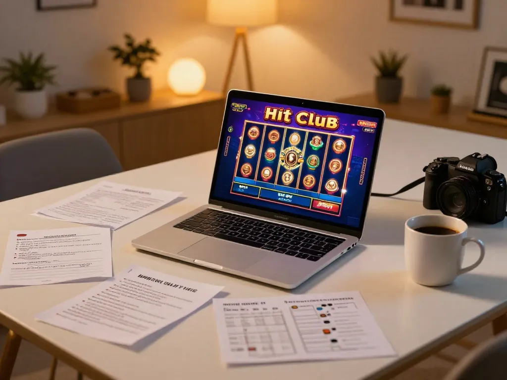 Engaging online gaming setup showcasing the hit club concept with strategy notes and cozy atmosphere.