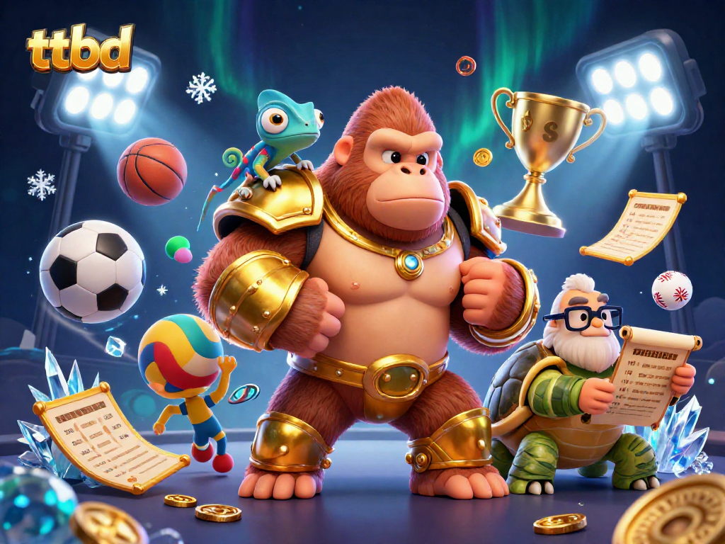 Experience the excitement of sports betting on ttbd with cartoon characters amidst dynamic game elements and rich visuals.