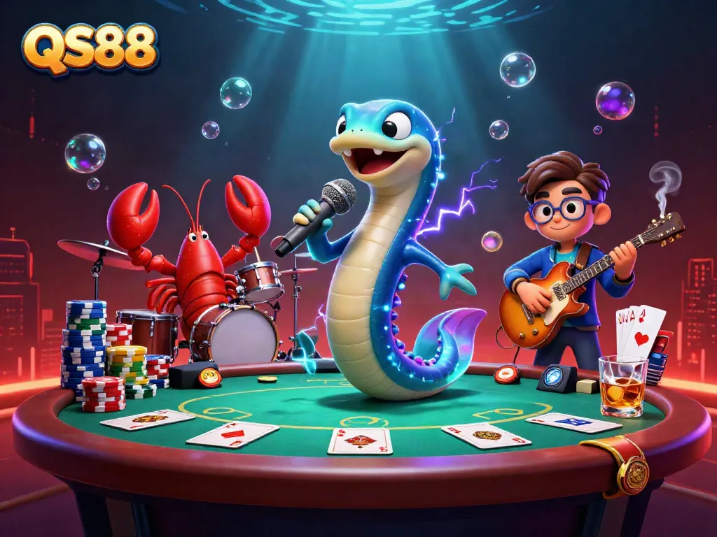 Experience thrilling gameplay at QS88 with an electrifying underwater casino scene featuring animated characters and vibrant game elements.