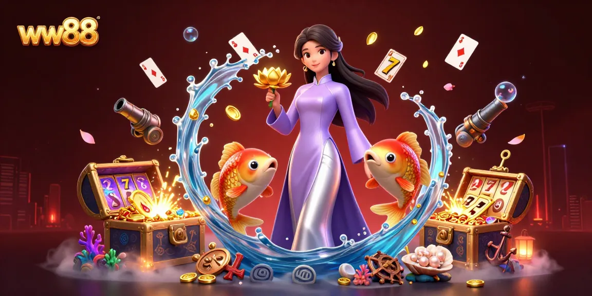 Engaging action at WW88 casino with vibrant games and a stunning Asian character.