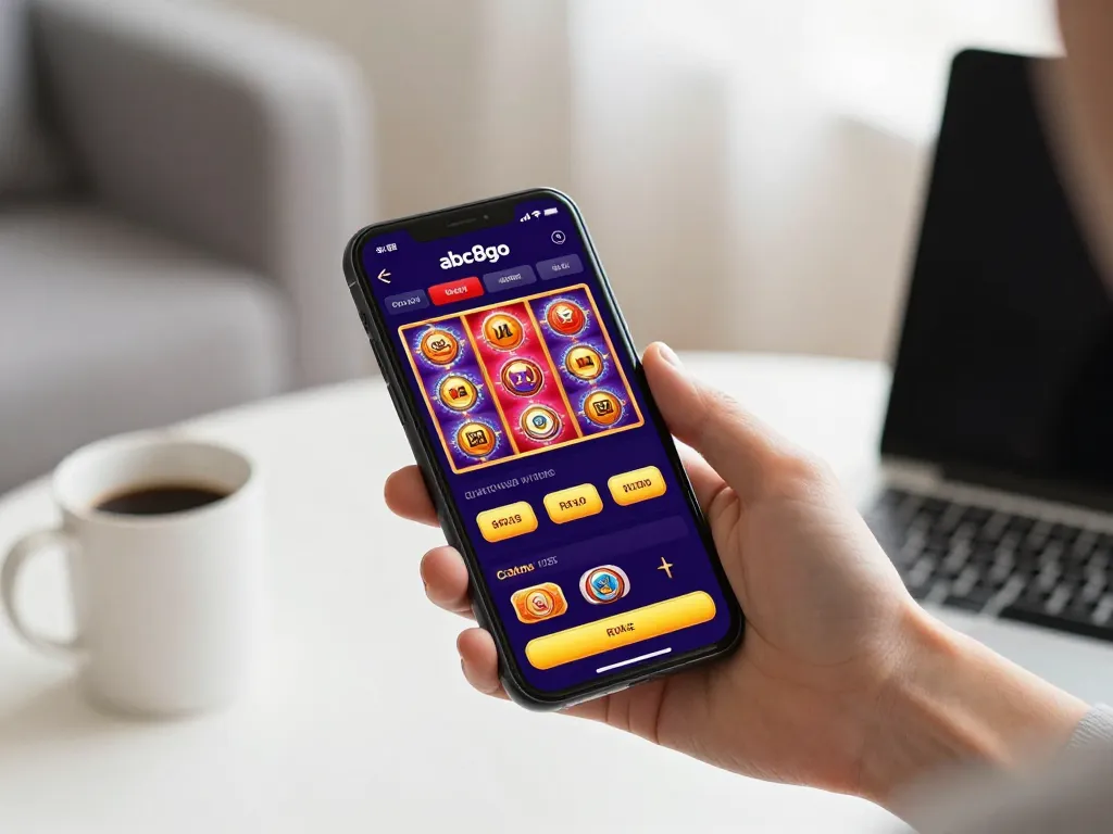 User engaging with the abc8go app for seamless mobile casino experience at home.