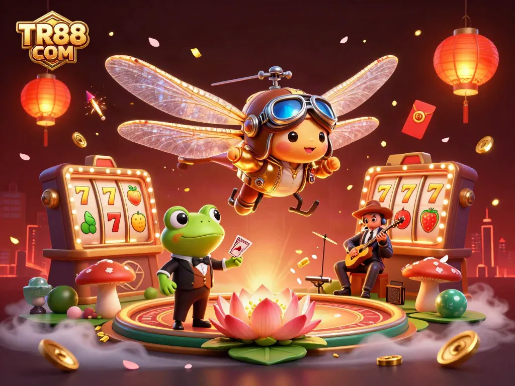 Experience the thrill of winning at TR88 COM with vibrant casino action and lively characters.