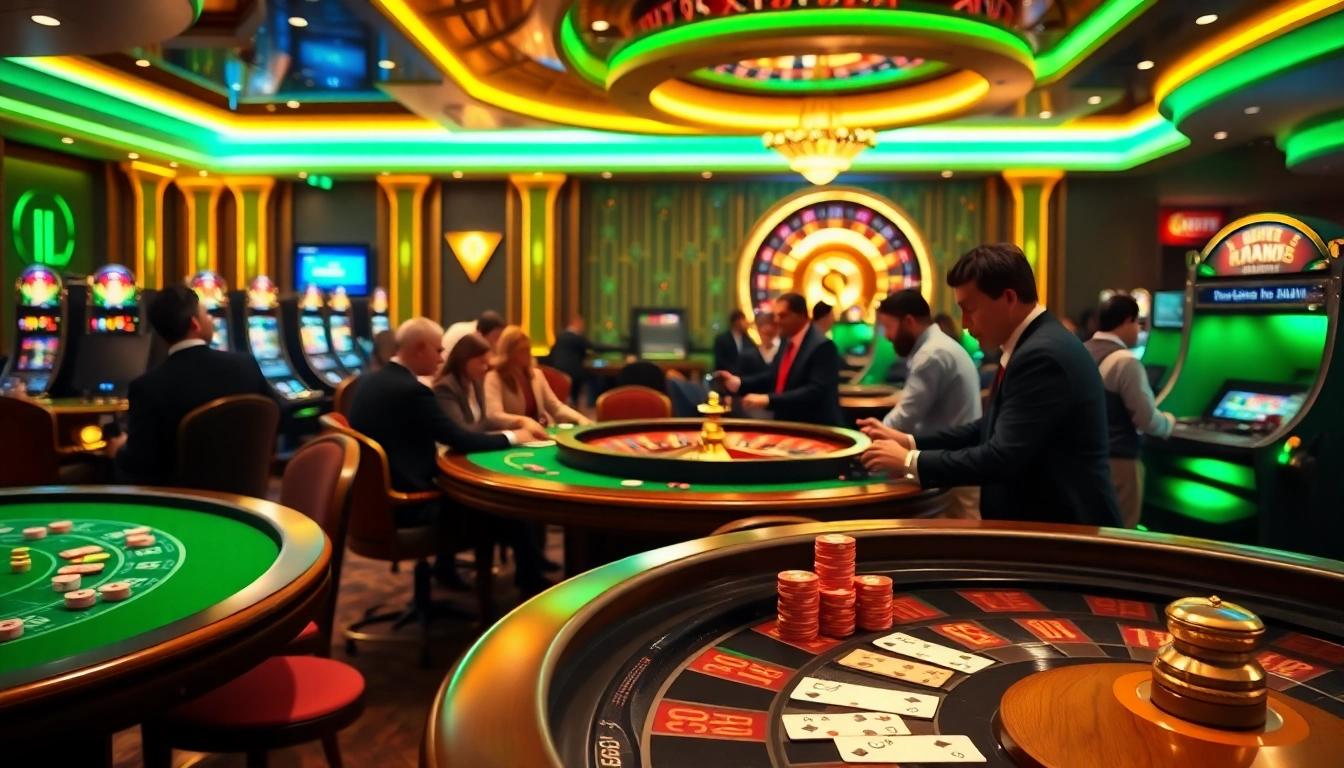Experience the thrilling casino atmosphere at https://bem88.com with elegant gaming tables and vibrant slot machines.