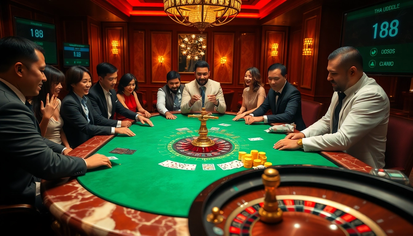 Experience the thrill of J88 at the poker table with vibrant chips and cards.