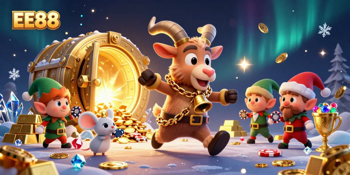 Experience thrilling casino action with EE88's festive characters and vibrant gaming elements.