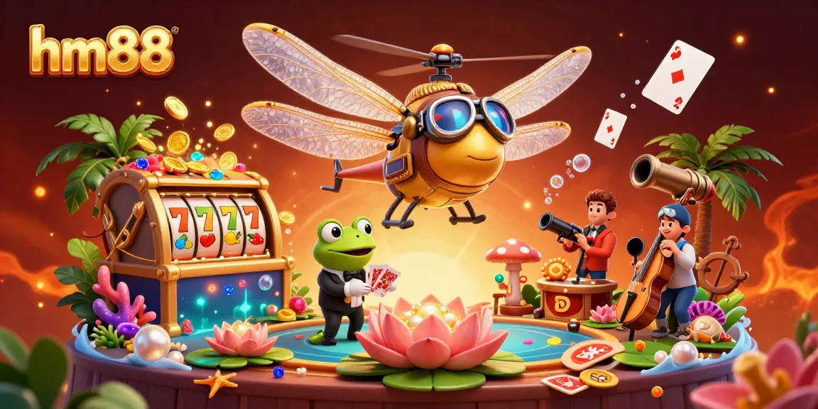 Engage in thrilling action with hm88 as a dragonfly pilot oversees a lily pad casino adventure.