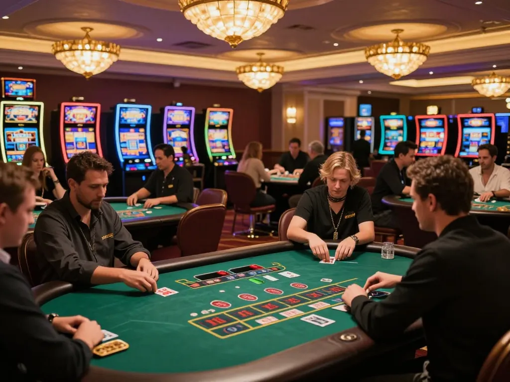 kkwin player engaging in a strategic blackjack bet at a luxurious casino table