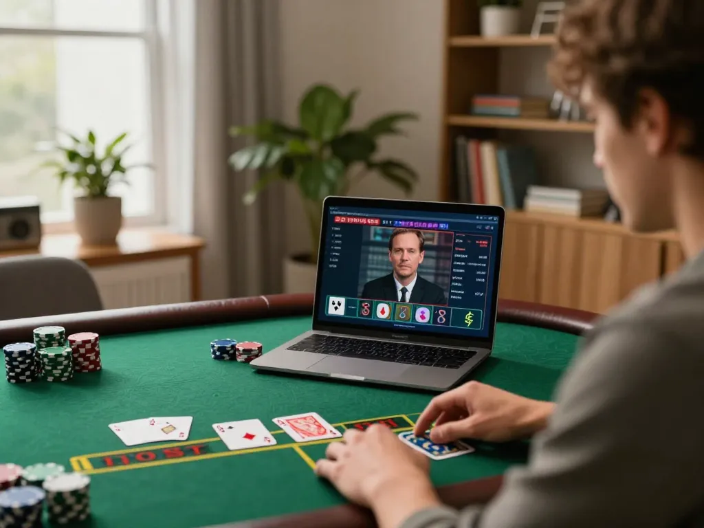 Player engaging in live blackjack at VMAX COM, showcasing strategic betting during gameplay