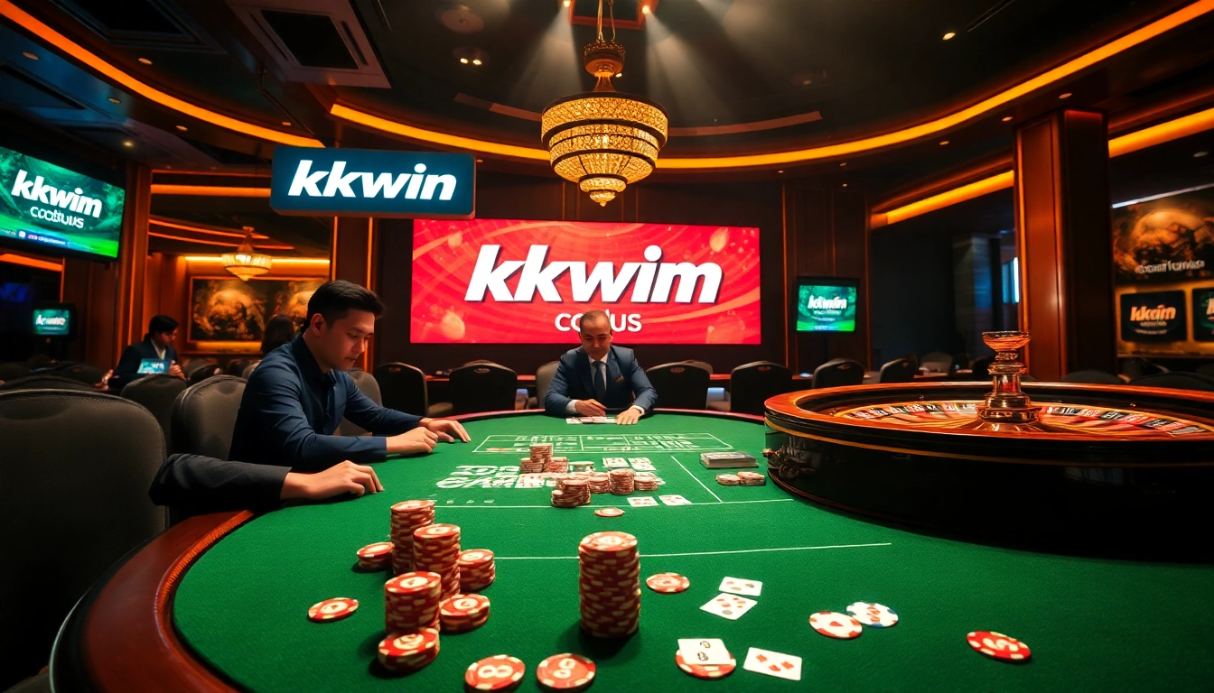 Experience the excitement of kkwin.com at a luxury casino table with players engaged in a high-stakes game.