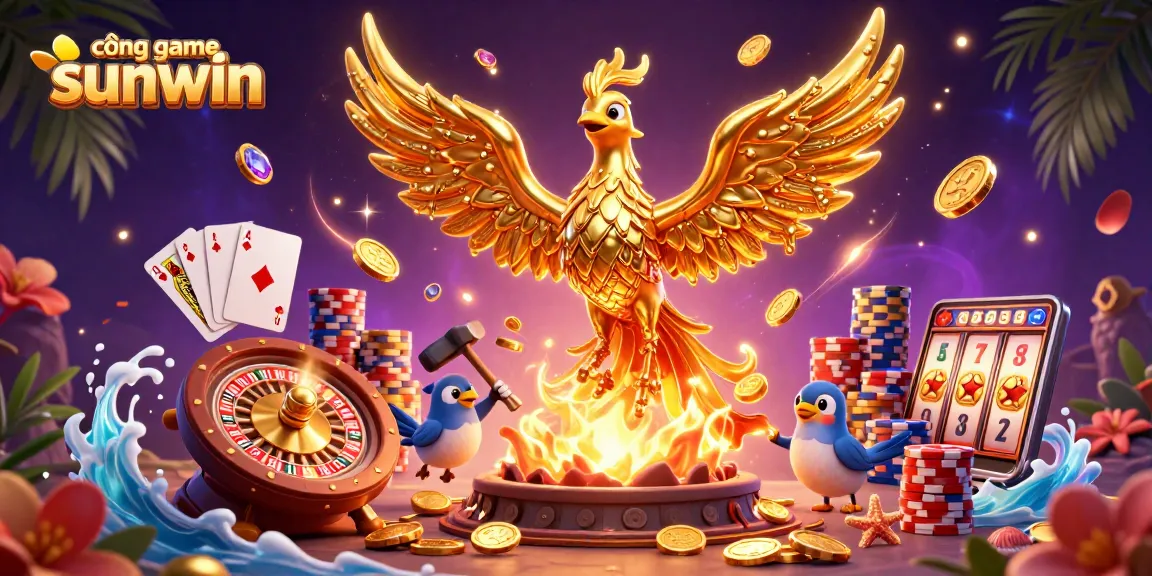 Experience the excitement of cổng game sunwin with a golden phoenix and dynamic casino elements.