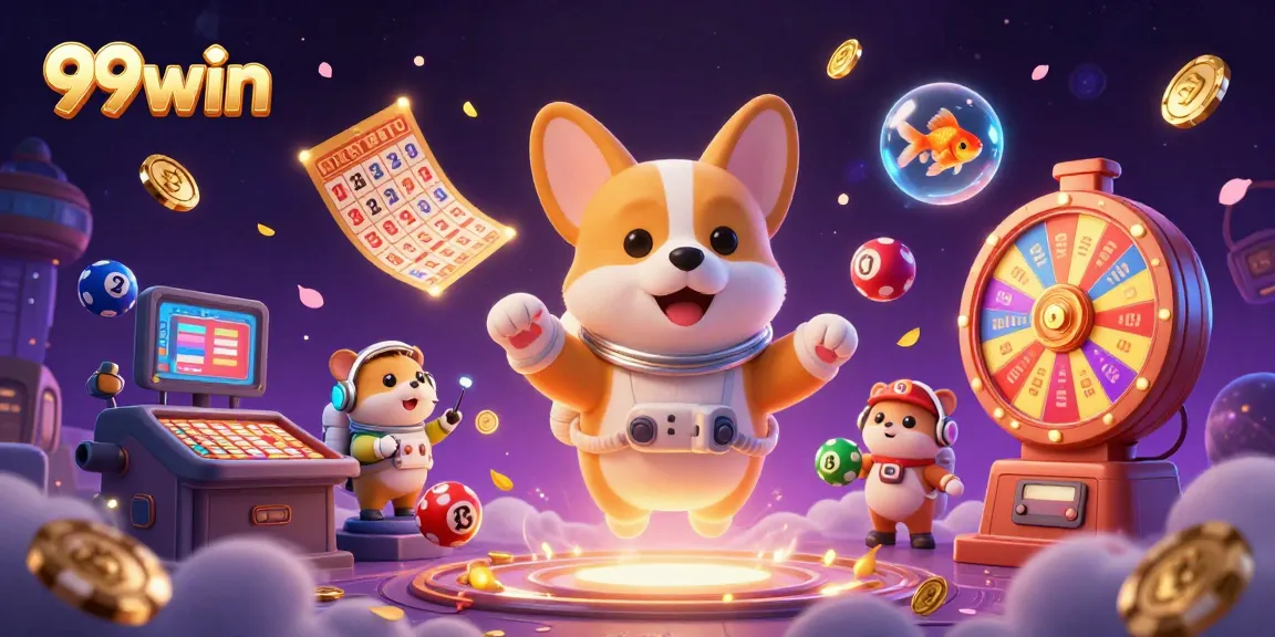 Experience exhilarating gameplay with 99win as the colorful lottery balls bounce in a vibrant casino.