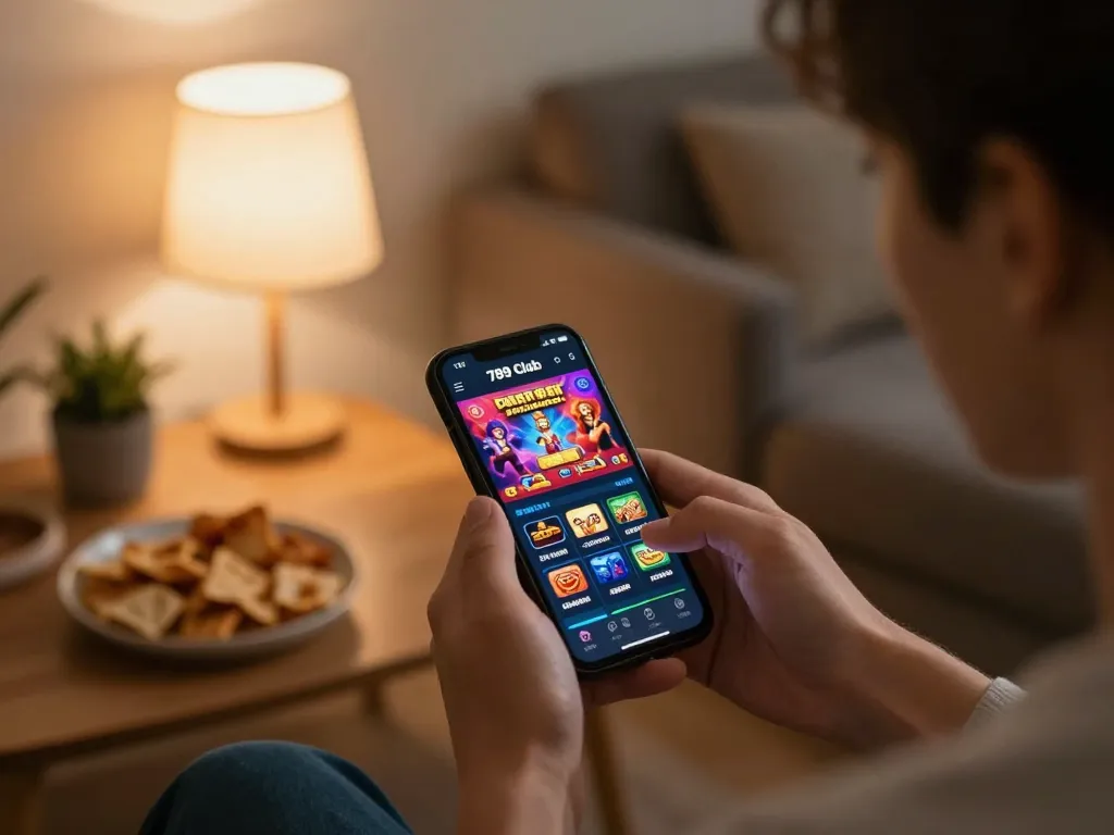 Play exciting casino games on the 789 Club app in a cozy home environment.