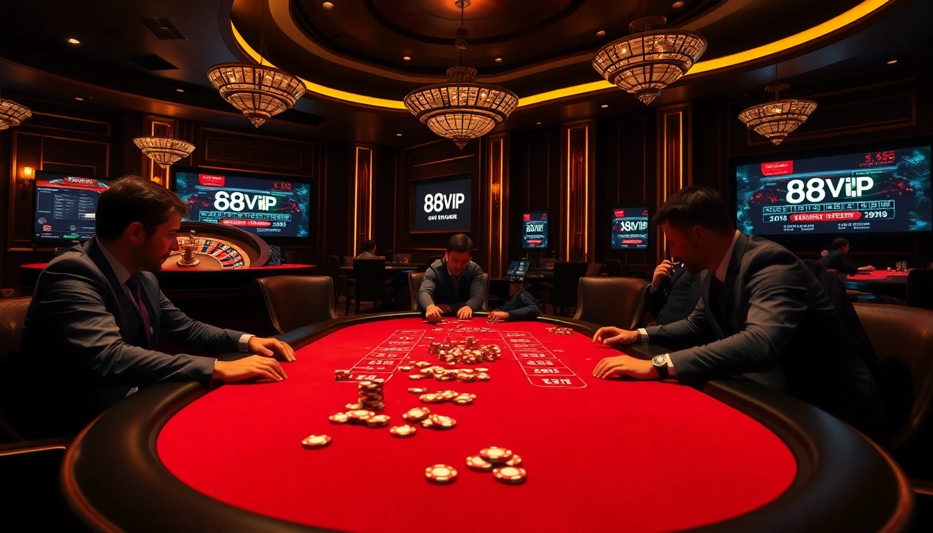 Players enjoying a high-stakes game at 68VIP casino, highlighting luxury and excitement.