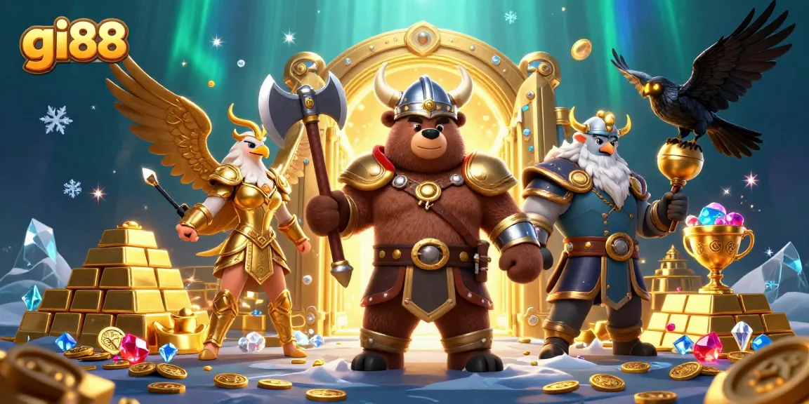 Unlock jackpot treasures with gi88: Explore dynamic 3D illustration of Viking themes in casino adventure