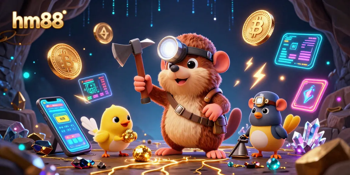 Engage with hm88 for thrilling casino adventures featuring a treasure hunter mole and cryptocurrency elements.