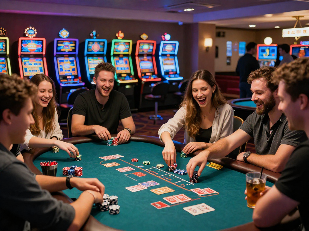 Enjoying thrilling gaming moments with KOMBET168 at a vibrant casino table