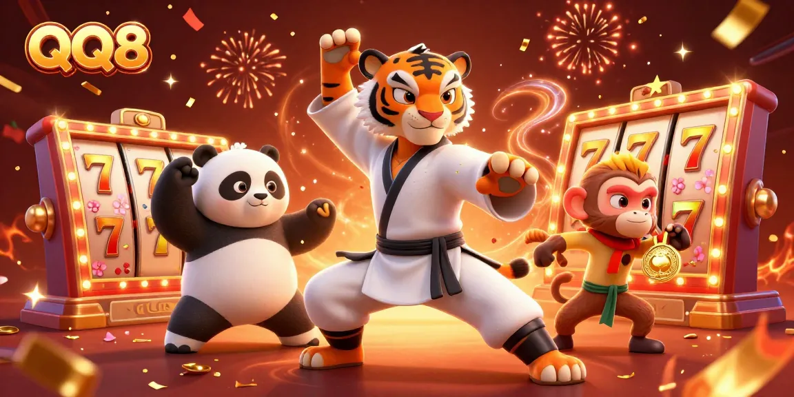Experience thrilling QQ8 slot games with vibrant characters capturing the excitement of gambling.