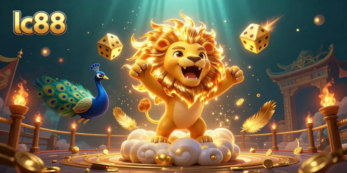 Engage with lc88 casino excitement in a vibrant 3D illustrated scene showcasing dynamic characters and gaming elements.