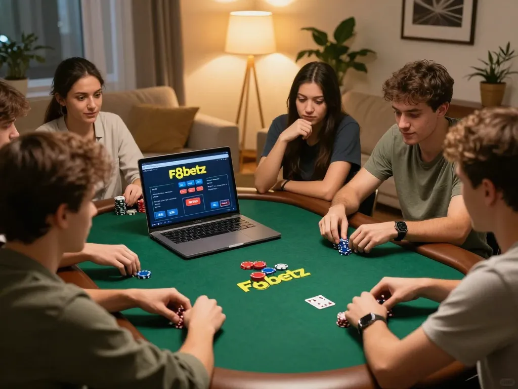 Friends enjoy strategic gameplay together using the f8betz platform for an engaging poker night.