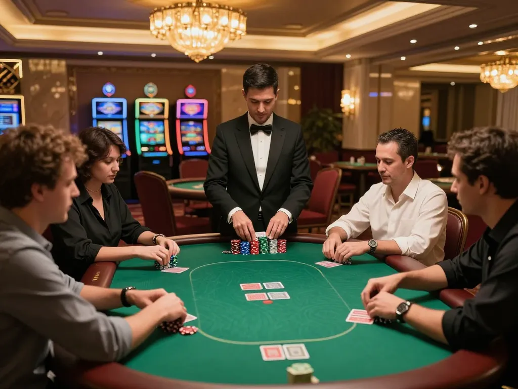 79win players enjoying dynamic poker action in an upscale casino with vibrant atmosphere.