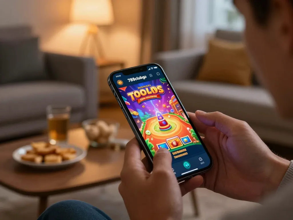 Player enjoying thrilling gameplay on the 789clubgo app in a relaxed home setting.