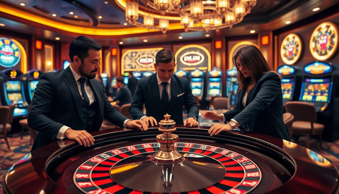Experience the thrill of ONE88 LINK at a high-end casino with roulette and engaging players.