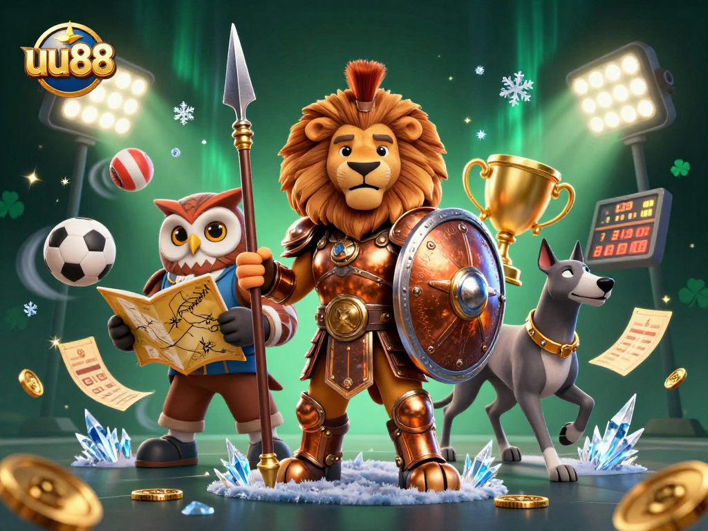 Experience triumphant moments with uu88 as the Spartan lion and friends gear up for thrilling sports bets.