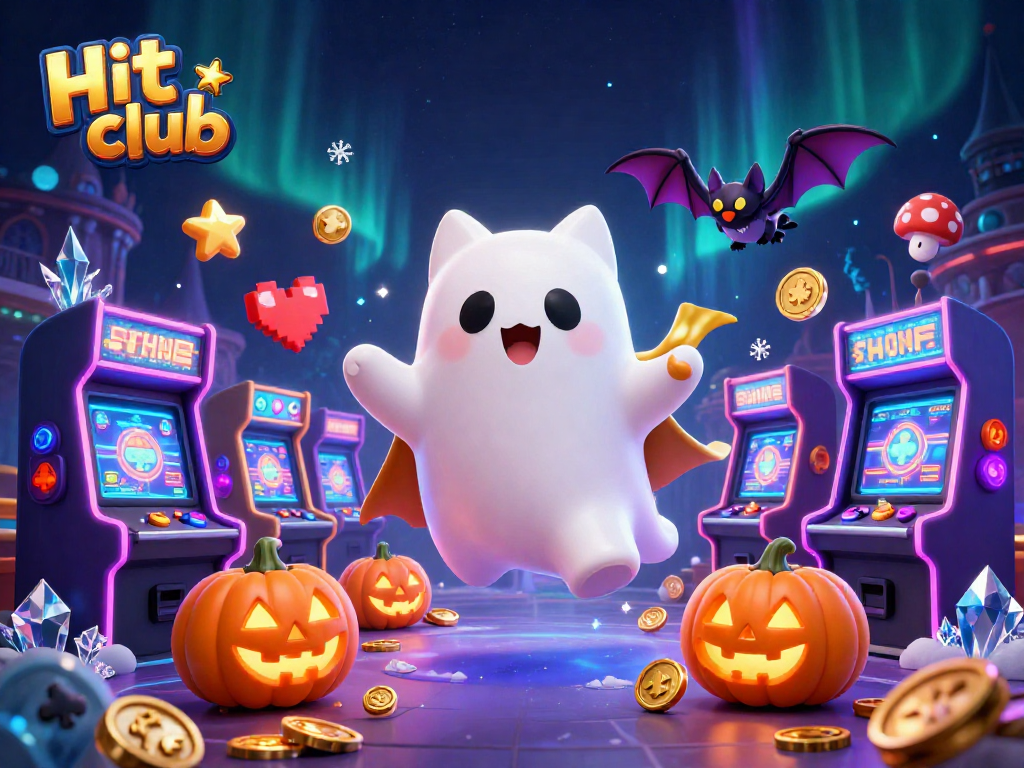 Experience thrills at Hit club with a ghost cat and vampire bat in a haunted casino.
