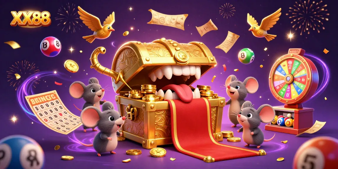 Enjoy exciting wins with XX88 in a vibrant and dynamic casino-themed illustration.