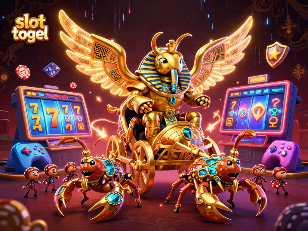 Experience slot togel excitement with a golden scarab in a thrilling casino scene