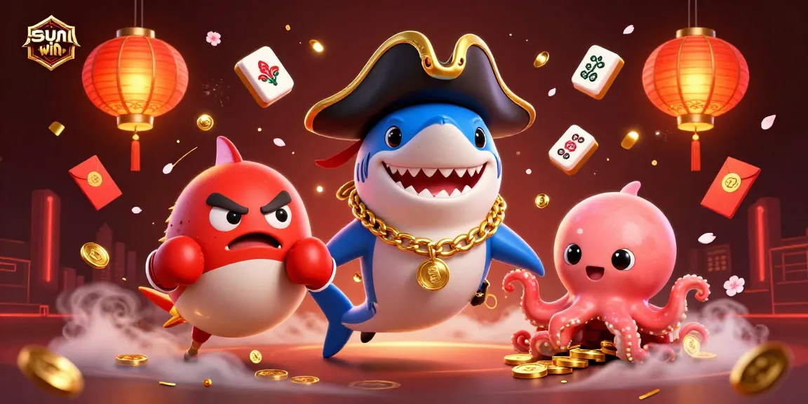Experience thrilling wins at sunwin with cartoon characters celebrating in a vibrant casino scene.