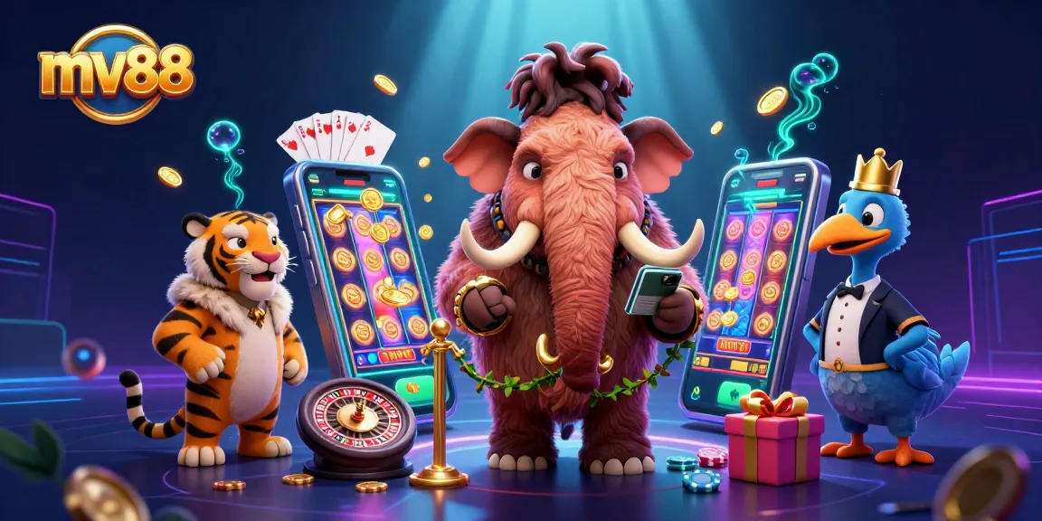 Experience thrilling action at mv88 with a vibrant casino scene featuring whimsical characters and exciting game elements.