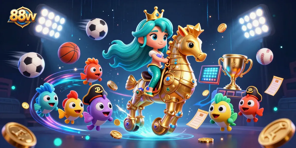 88vv engages players with vibrant casino adventures, showcasing exciting gambling action in a colorful 3D scene.