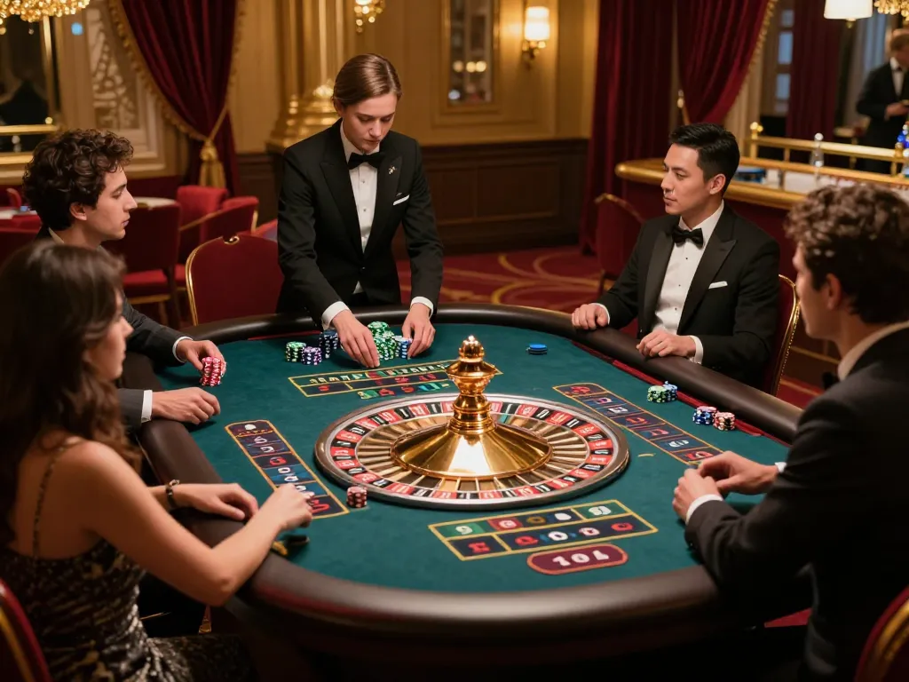 Engaging players at a jewel-like gem 88 roulette table offer vibrant gameplay excitement