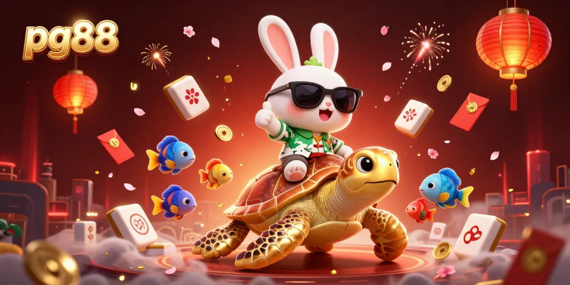 Experience exciting gaming adventures with pg88 featuring a lucky rabbit and golden sea turtle in vibrant 3D.