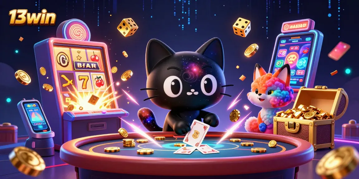 Exciting scene of 13win showcasing vibrant casino elements with a cosmic theme.