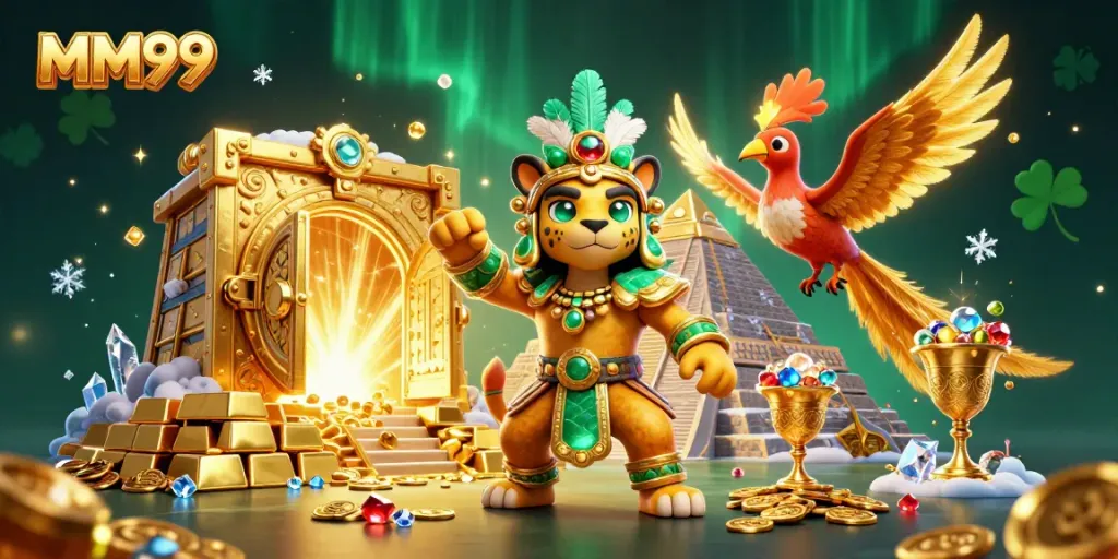 Experience MM99 excitement with an ultra-detailed 3D design showcasing vibrant casino elements.