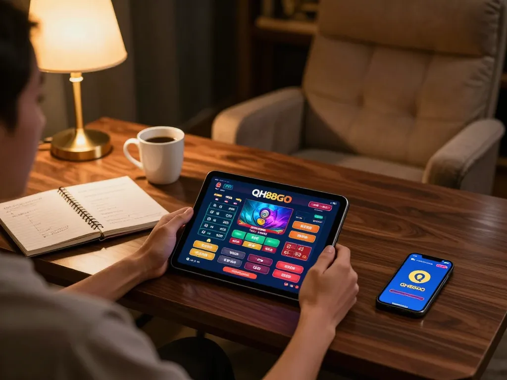 Engaging gameplay on QH88GO interface displayed on tablet during an online gambling session