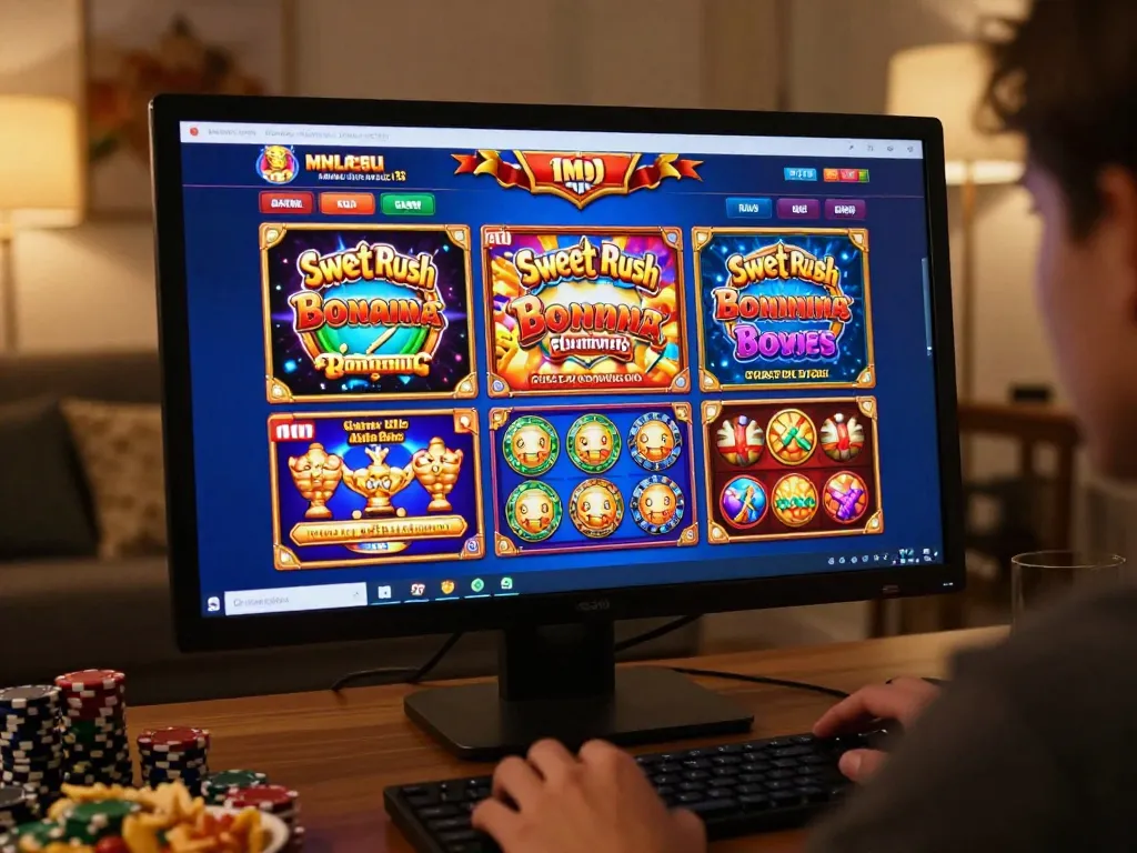 Engaging with popular Slot Malaysia games on an online casino platform, showcasing vibrant graphics and user interface