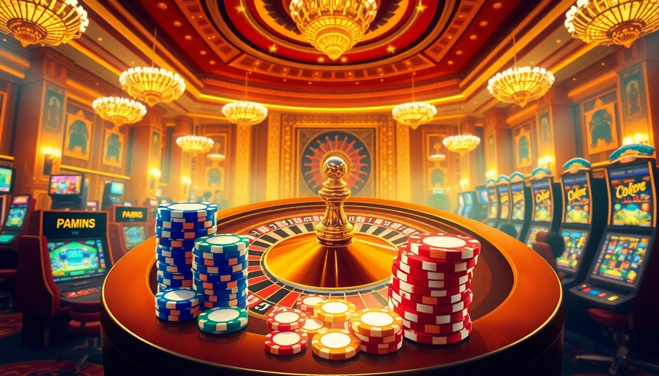 Experience the excitement of casino gaming at loto188.gb.net with vibrant roulette wheels and colorful poker chips.