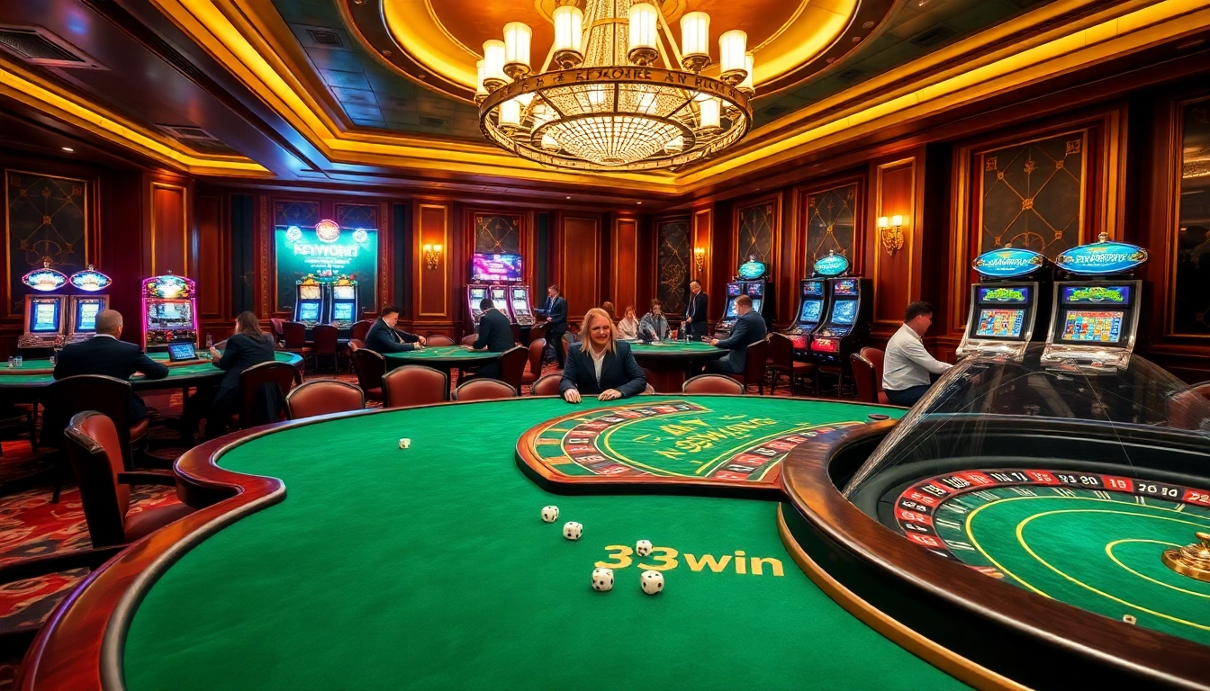 Experience high-stakes excitement at 33win1 casino games with vibrant tables and luxurious ambiance.