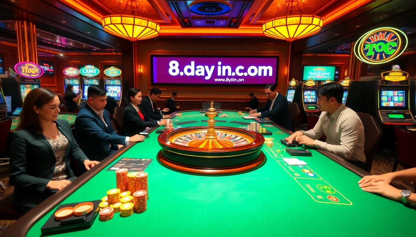 Engage in thrilling gameplay at https://8day-vn.jpn.com/ with vibrant casino tables and excited gamblers.